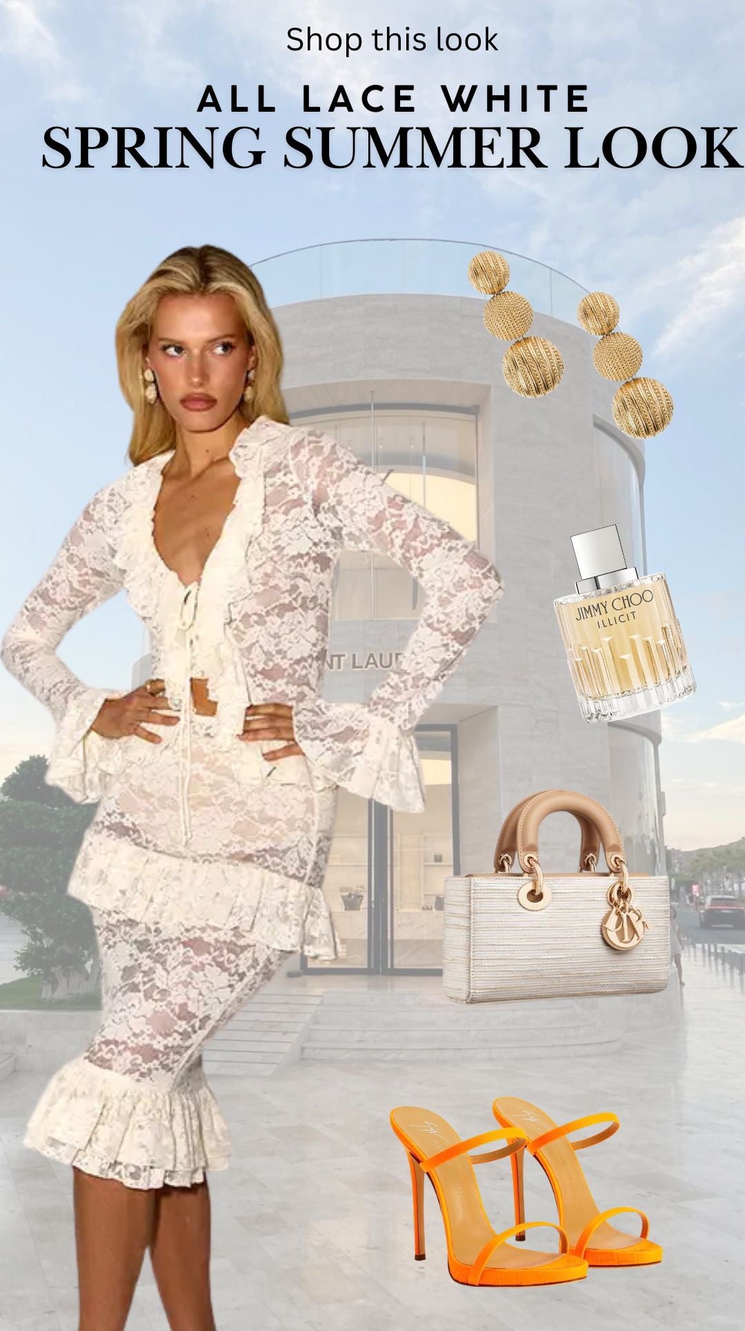 White Lace Ruffle Dress