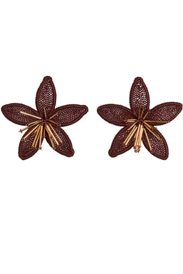 H & M - Large flower-shaped earrings - Brown