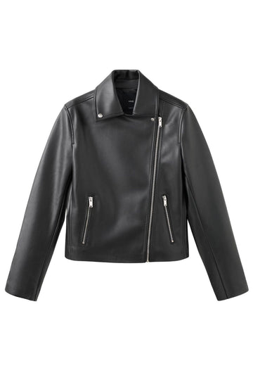 Faux-leather biker jacket