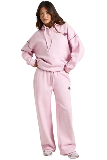 Light Pink Athletics Club Printed Hoodie And Straight Leg Jogger