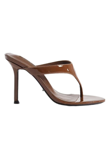 Tony Bianco Dynasty toe thong heeled sandals in brown
