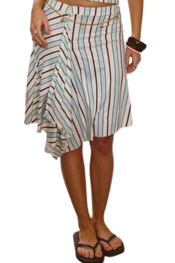 Baby Blue Striped Hanky Midi Skirt | Boohoo