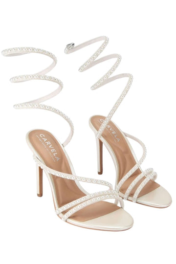 Carvela Embellished Spiral Strap Stiletto Heels Gold