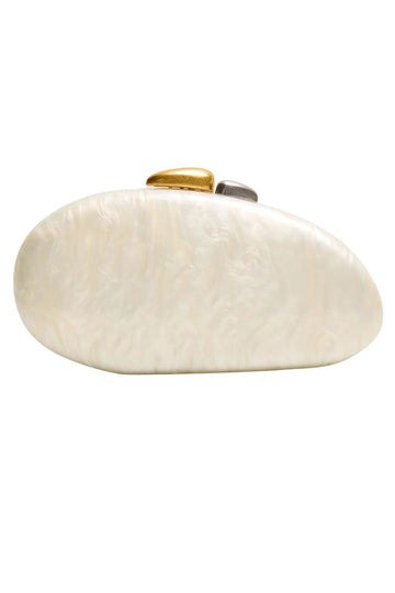 Public Desire Hard shell oval clutch bag pearl in ivory