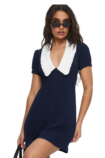 Princess Polly Fabiola contrast collared button up tie back mini dress
