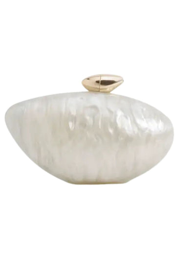 Public Desire Hard shell oval clutch bag pearl in ivory