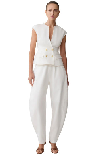 Oriana Linen Oversize Pants - White