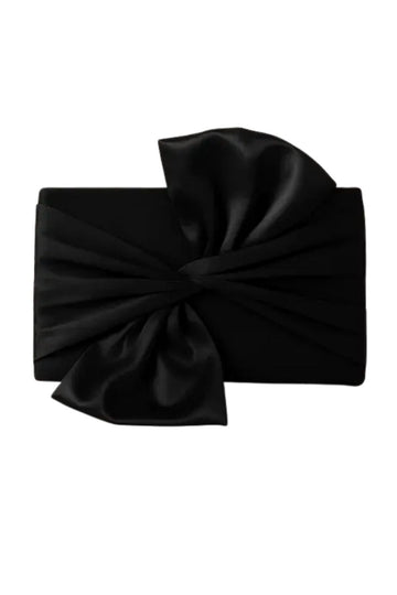 Black AJVANI Evening Wedding Bridal Satin Prom Party clutch