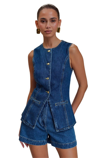 Abel Denim Button Up Top