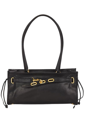 Black Structured Top Handle Bag