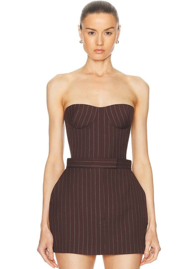 Lurex Pinstripe Strapless Crop Top
