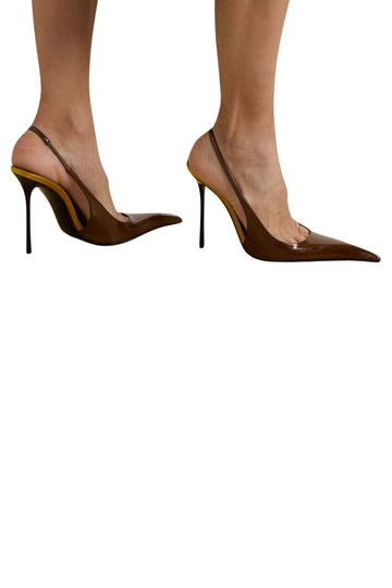 Amalia patent-leather slingback pumps