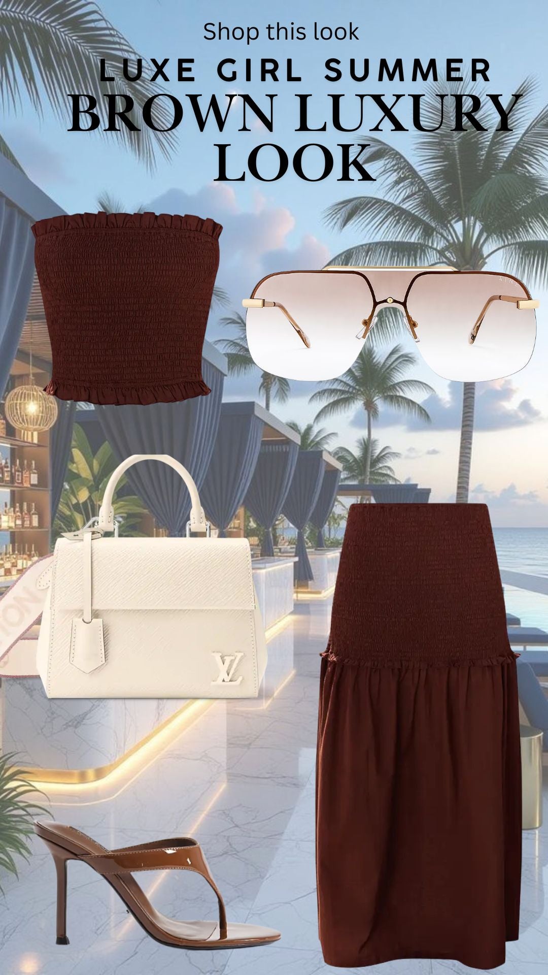 Brown Bando Top with Maxi Skirt