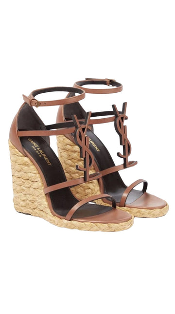 Saint Laurent Brown Wedge Sandals