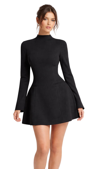 Black Long Sleeve Mini Dress