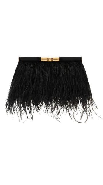 Black Feathered Clutch Bag