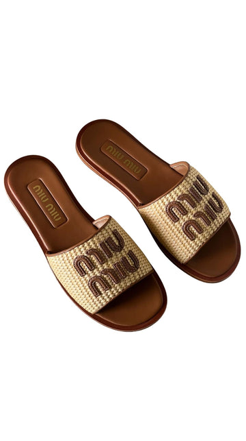 Miu Miu Woven Slide Sandals