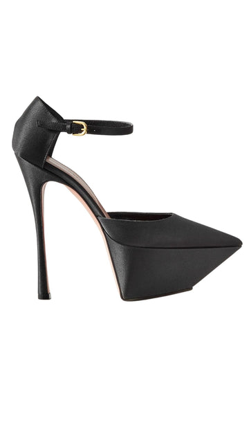 Black Platform Ankle Strap Heels