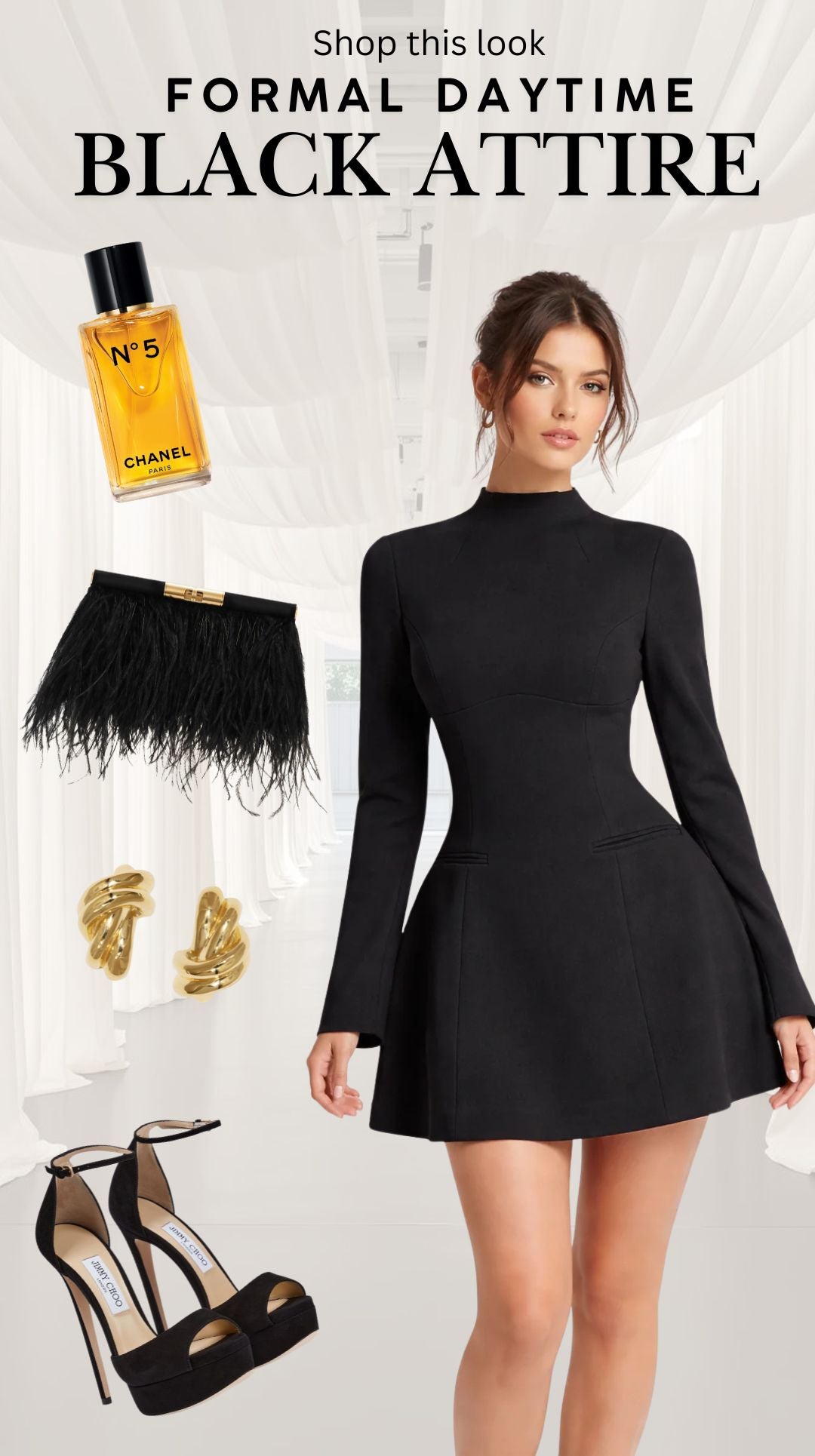 Black Long Sleeve Mini Dress