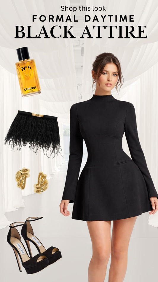 Black Long Sleeve Mini Dress