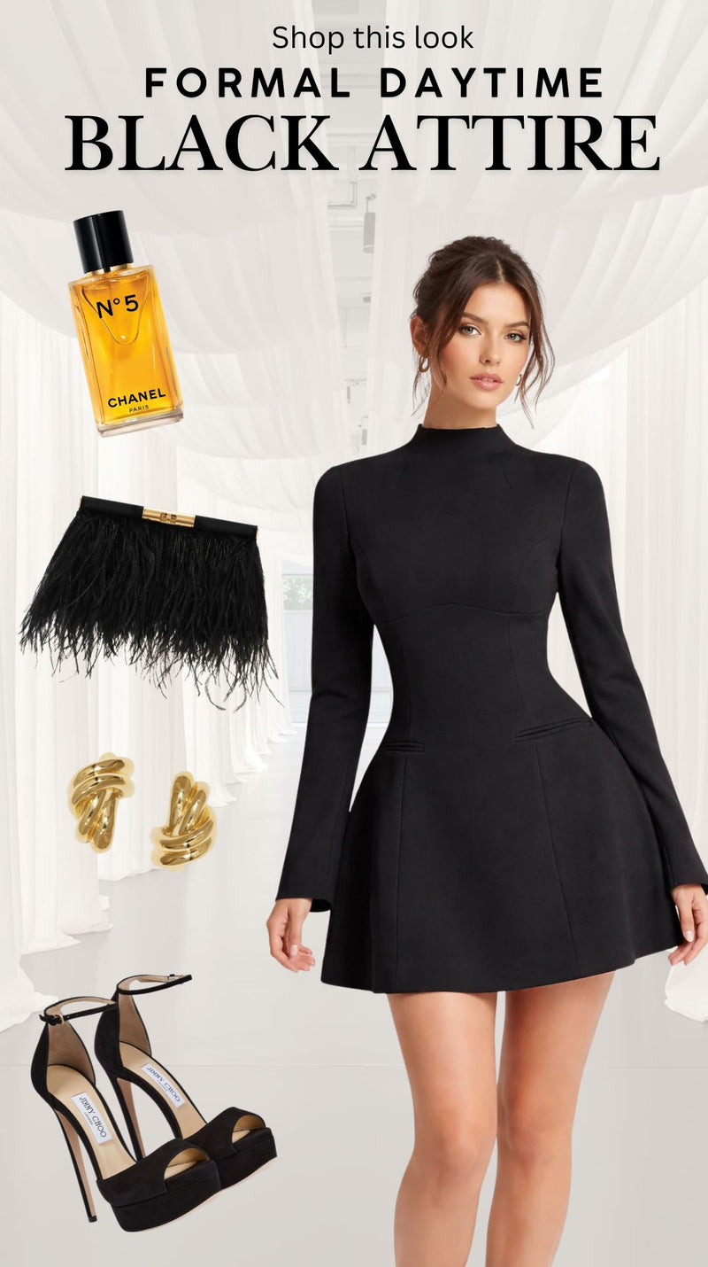 Black Long Sleeve Mini Dress