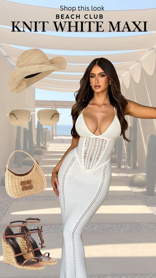 White Knit Maxi Dress